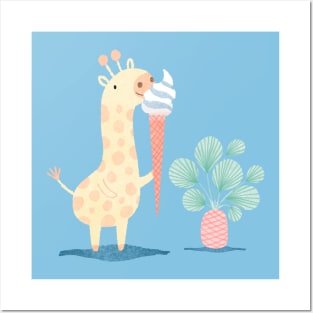 Ice cream giraffe Posters and Art